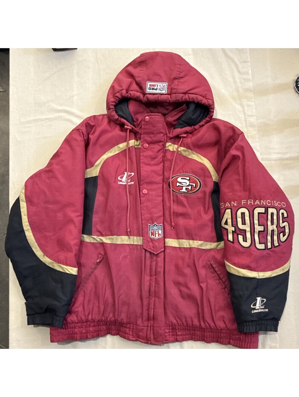 Vintage 90s San Francisco 49ers Logo Athletic NFL Pro Line Puffer Jacket Large